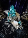 Lt Blue Aura Quartz & Chalcopyrite - Goat Skull