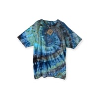 Image 1 of L Adult 100% Combed Cotton T-Shirt in Cool Spiral Ice Dye 