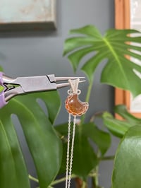 Image 3 of Silver Dainty Carnelian Moon Crystal Necklace