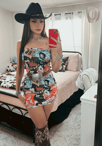 Image 2 of Collage Punchy Strapless Dress