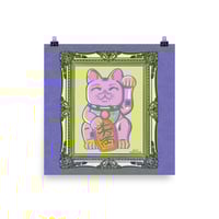 Image 1 of “Lucky in Lavender” – Maneki-Neko Art Print Poster
