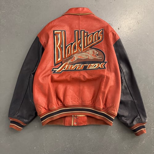 Image of 1990s Avirex “Blacklions” Leather Varsity Jacket, size XL