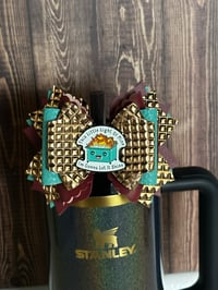 Image 3 of Dumpster Fire Tumbler Straw Topper Bow | Glitter Cup Accessory