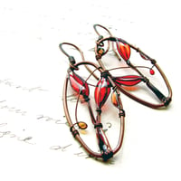 Image 1 of Red Landscapes Earrings. Copper Jewelry.