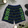 Black Blue and Neon Green Men's BOSSFITTED Shorts