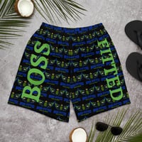 Image 1 of Black Blue and Neon Green Men's BOSSFITTED Shorts