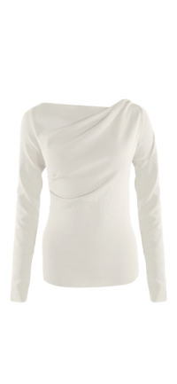 Fine Knit Side Ruched Jumper Cream