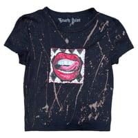 Image 1 of “PIERCED TONGUE” Custom Hand Painted Baby Tee SMALL
