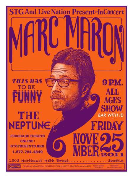 Image of Marc Maron at the Neptune. Seattle. 2011.