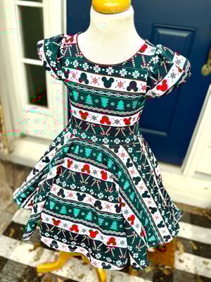 Image of Mouse Sweater Twirl Dress