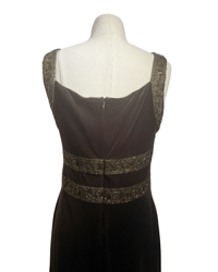 Image 4 of Olive green 90s beaded silk & velvet gown