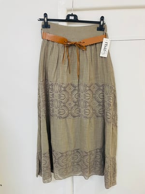 Image of BoHo Lace Maxi Skirt With Belt