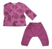Image of Berry Kurta Shirt and Harem Pant Set