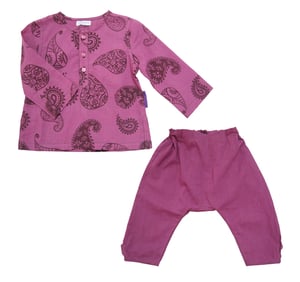 Image of Berry Kurta Shirt and Harem Pant Set