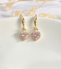 Image 3 of Tiny Crystal Heart Earrings