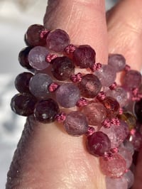 Image 7 of Rainbow Spinel Mala with Purple Garnet Guru Bead, Spinel 108 Bead Japa Mala Hand Knotted Necklace