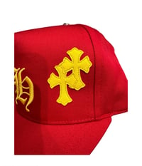 Image 2 of CHROME HEARTS CROSS PATCH BASEBALL CAP RED