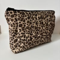 Image 3 of Handmade Quilted Leopard Makeup Bag – Brown Cosmetic Bag copy