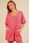 Coral Mineral Washed Romper 