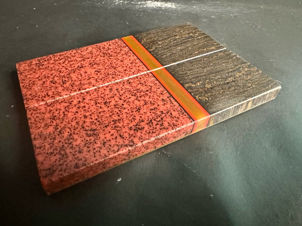 Image of Crosscut Zebrawood & Red GLOW Grip-Tec Segmented Knife Scales