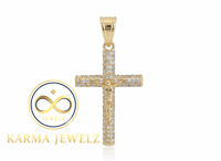 Image 2 of 14k EP Cross Pendant With CZ Stones 