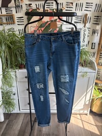 Image 1 of Distressed cropped jeans 