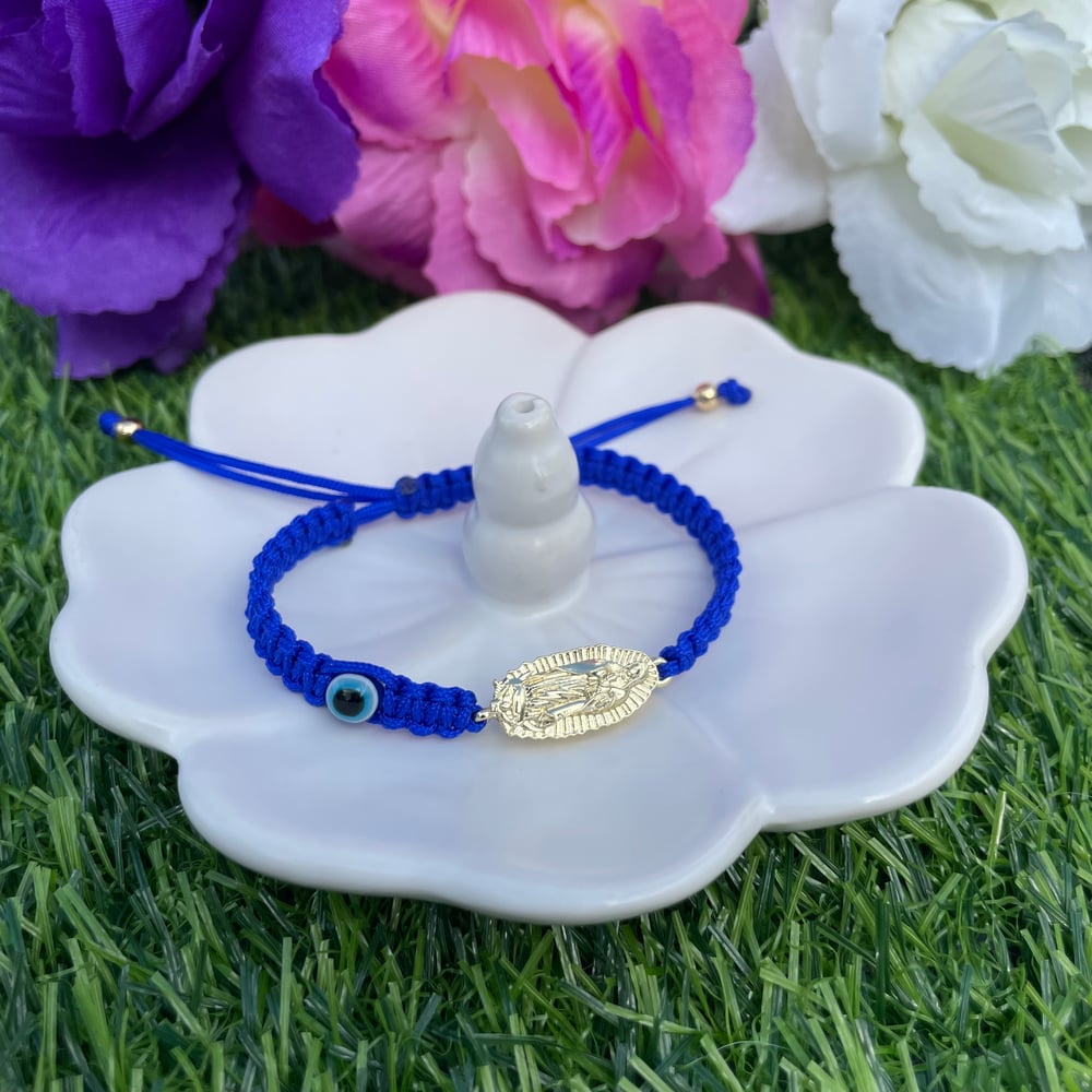 Virgencita blue bracelet with Evil eye