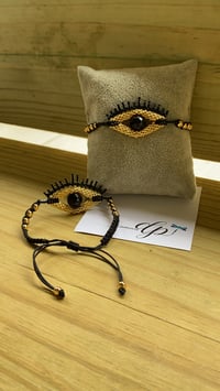Image 3 of Evil eye 🧿 gold and black bracelet - 3D