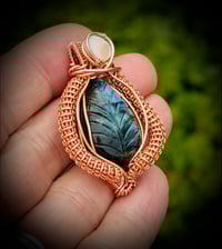 Image 3 of Labradorite and Pearl Wrapped in Bright Copper