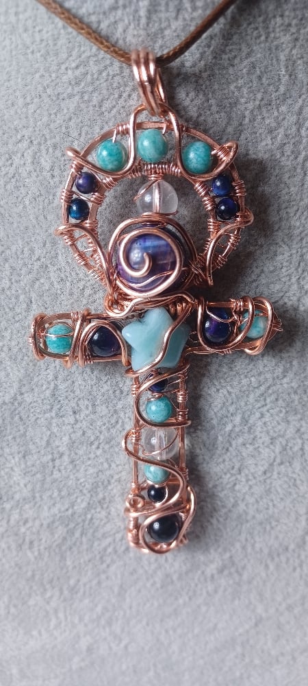 Image of Wire Wrapped Crystal Ankh 