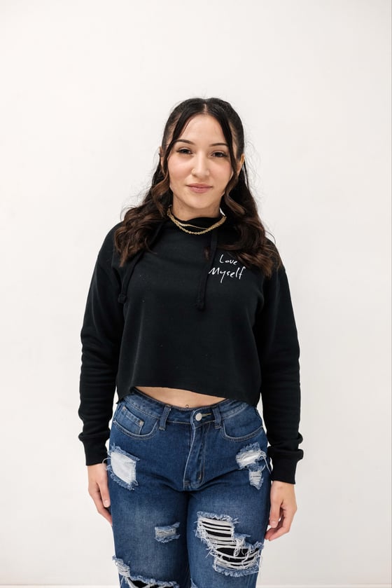 Image of Black ILoveMyself Crop-Hoodie