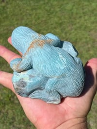 Image 3 of Sloth Carving - Blue Aragonite #2917
