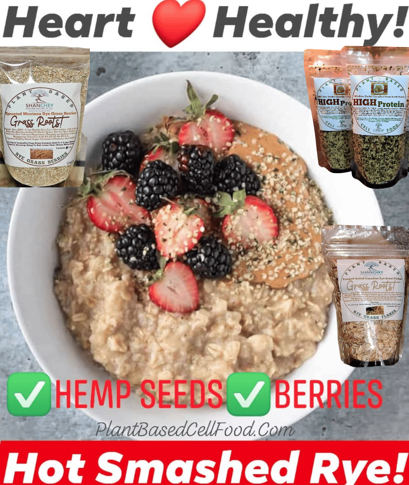 GRASS ROOTS! Rolled Rye Flakes-Whole/Smashed Heirloom Berries. Cholesterol-Diabetes