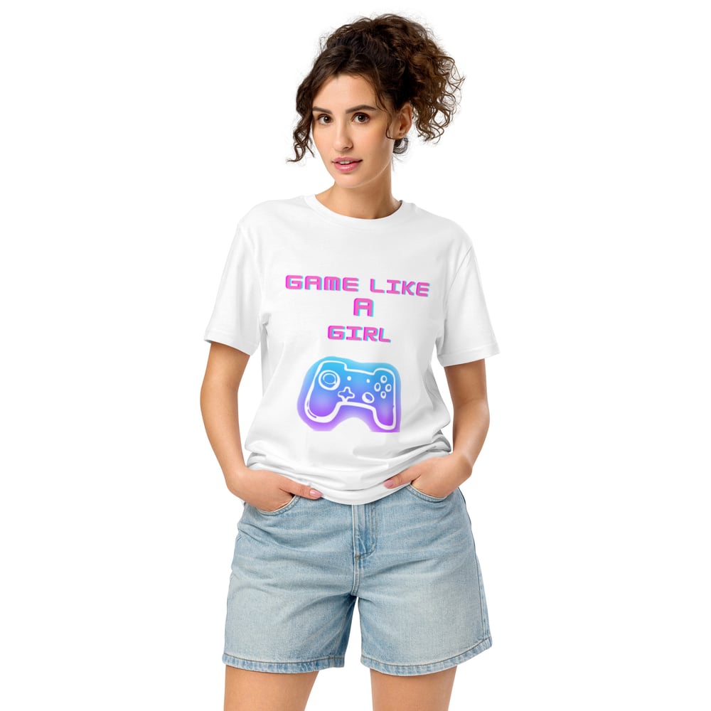 Image of Gaming like a Girl Tee (pink letters) (women's tee)