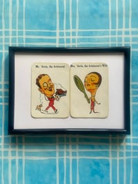 Image 3 of Mr and Mrs, couples cards, from the 'Old Maid' card game c1920s, framed vintage cards