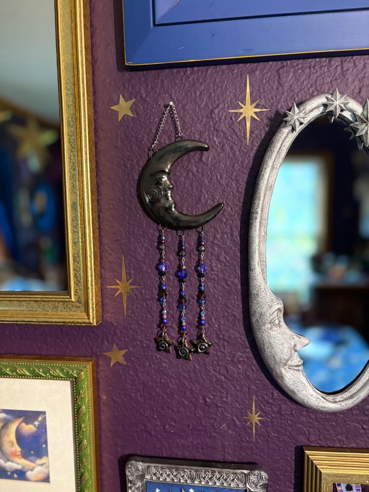 Image of Beaded Moon Wall Hanging #7 (discounted)