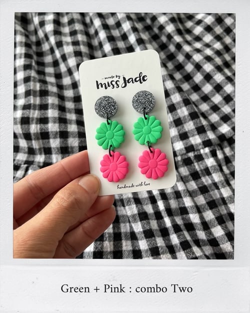 Image of Green + Pink : Flower Dangles