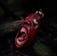 Image 4 of  Behelit Egg of the King blood tears pendant, leather cord, bronze hardware, OOAK