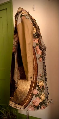 Image 5 of Upcycled “Thérèse of Lisieux: The Little Flower” tapestry blanket coat