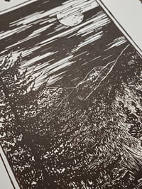 Image 7 of No friends but the mountains • Linocut paper print