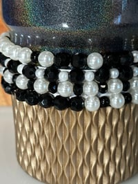 Image 3 of Wild Blooms Black, Cream, and Gold Tumbler Bracelet Stack
