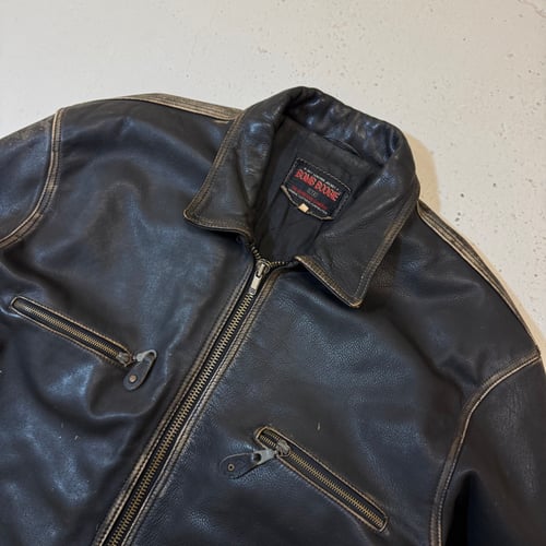 Image of 1990s Bomb Boogie Heayweight Leather Jacket, Size XXL