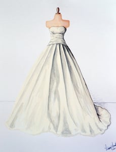 Image of Custom Bridal Gown Illustration 11x14