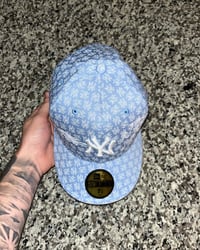 Image 5 of SKY BLUE NY ALL OVER NY YANKEES CUSTOM FITTED CAP