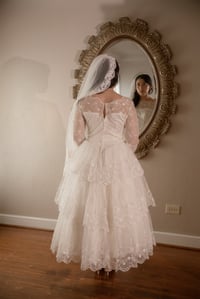 Image 9 of 1950s Tiered Embroidered Lace 