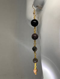 Image 4 of Mystic Amazon | Obsidian, amazonite, rutilated quartz, Healing crystal dangling earrings 