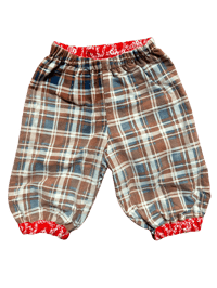 Image 2 of LITTLE PANTS - red cord and flannelette 