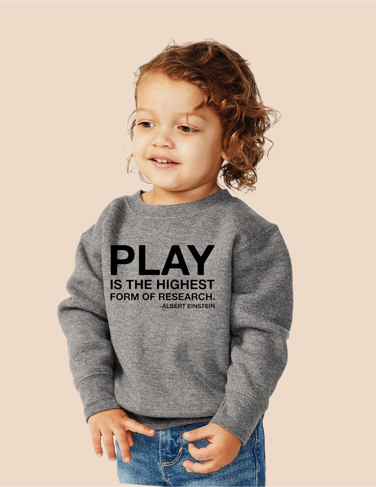 Image of PLAY IS THE HIGHEST FORM OF RESEARCH PULLOVER (GRANITE)