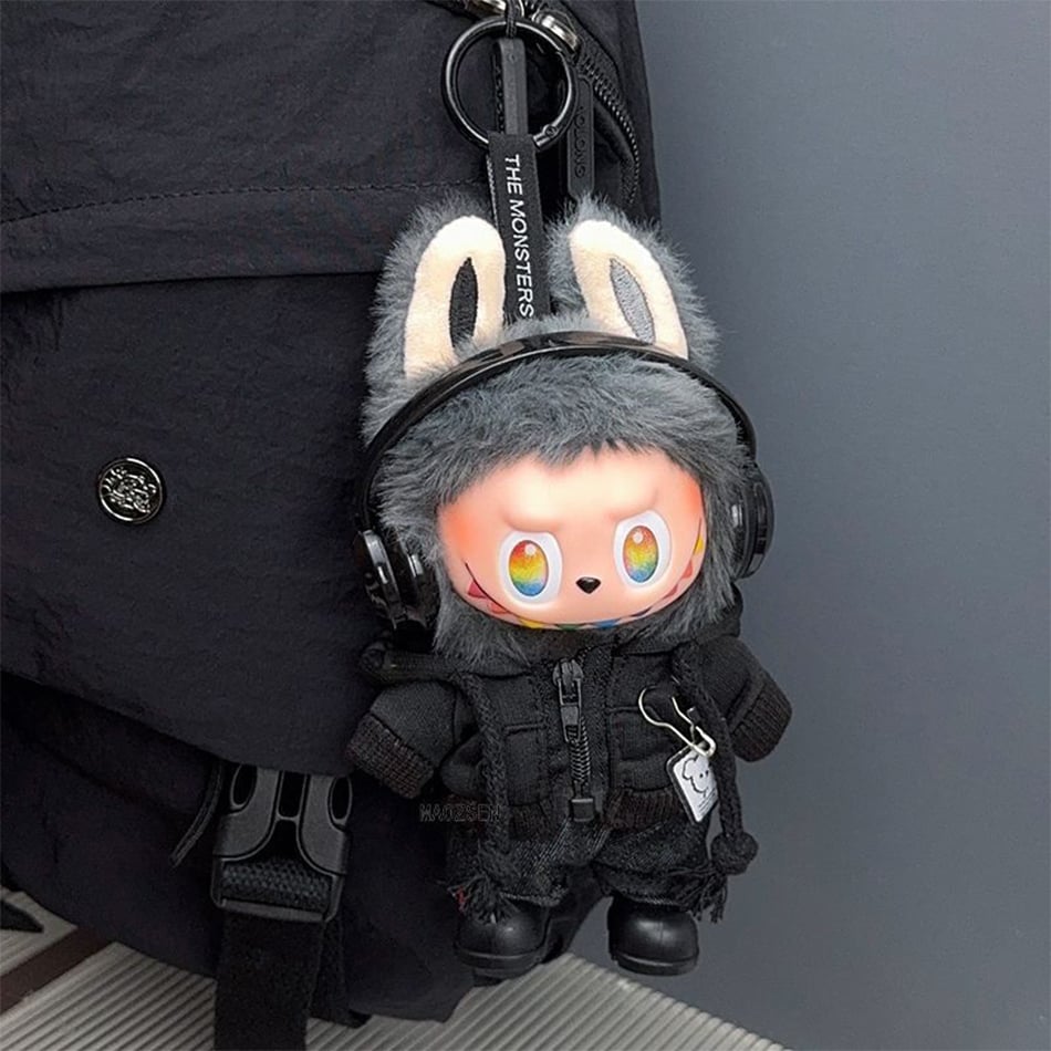 Image of For Labubu Clothes Big Into Energy Series Casual Hoodie Black Suit Fashion Sweatshirt Jacket Lovely 