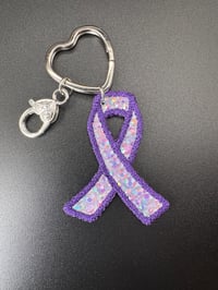 Image 1 of Applique Awareness Ribbon Keychain